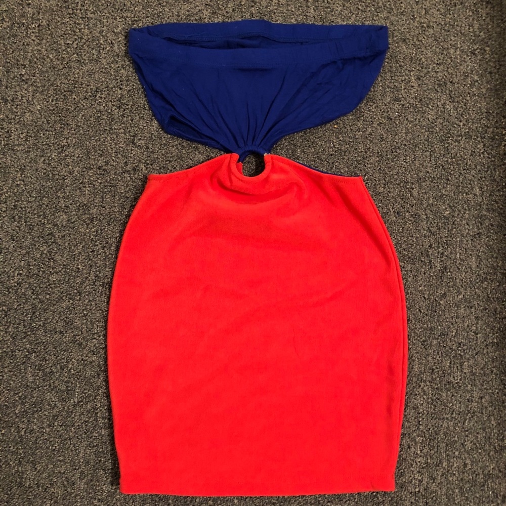 Cut out strapless mini dress